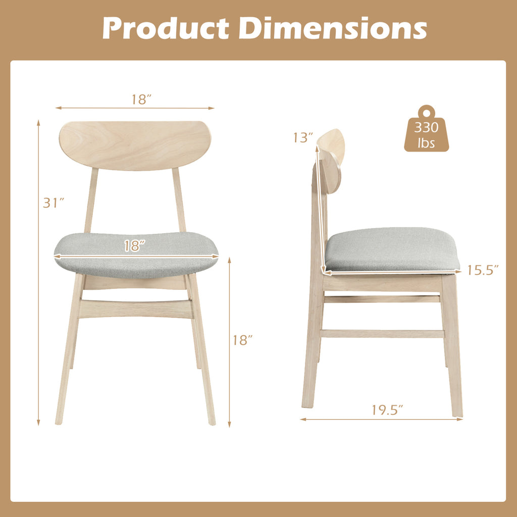 Dining Chair Set of 2 Fabric Upholstered Armless Chairs - Natural