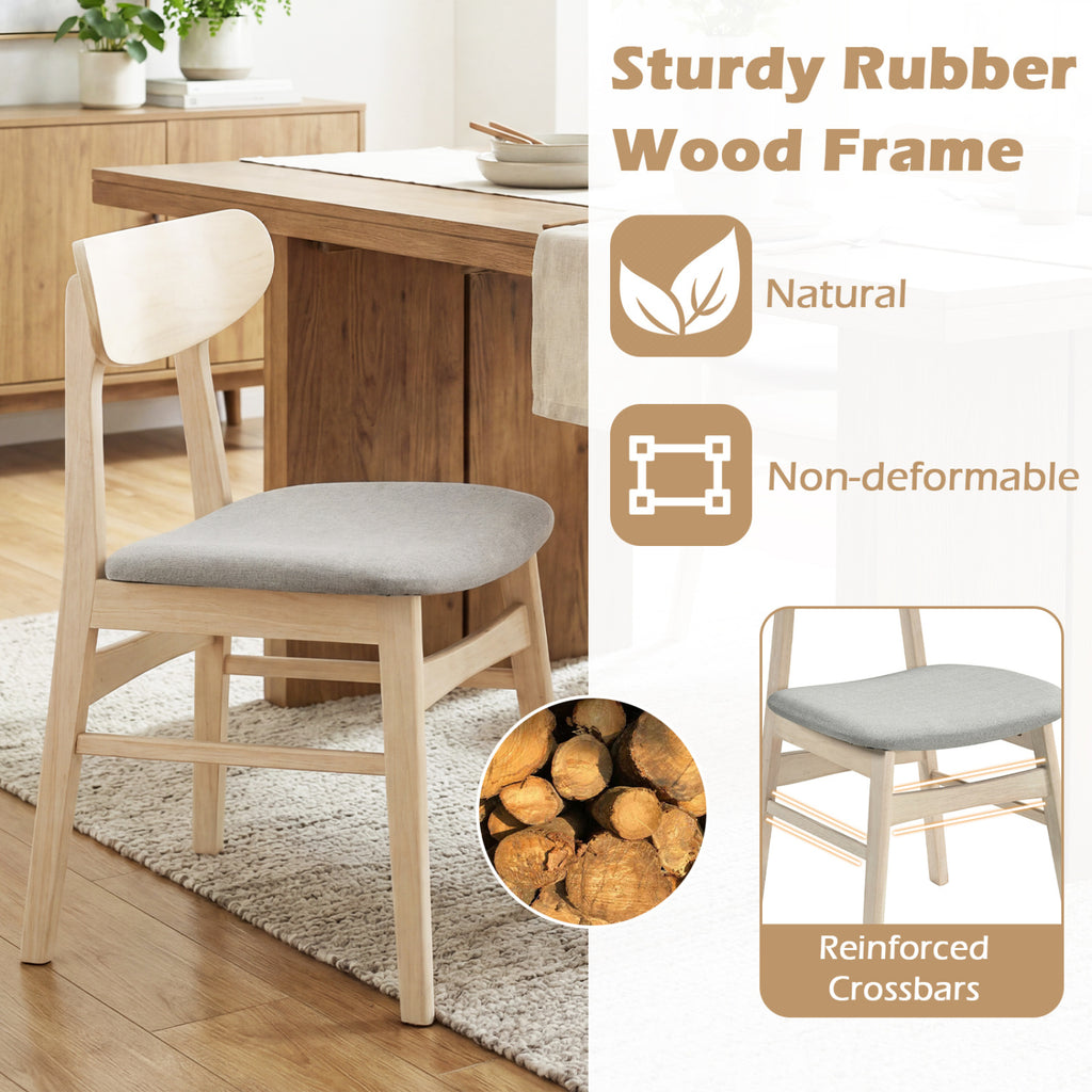 Dining Chair Set of 2 Fabric Upholstered Armless Chairs - Natural