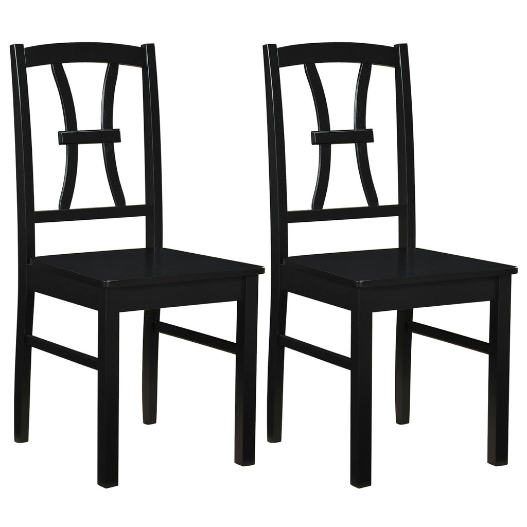 Wooden Dining Chairs Set of 4 - Brown Padded Seat