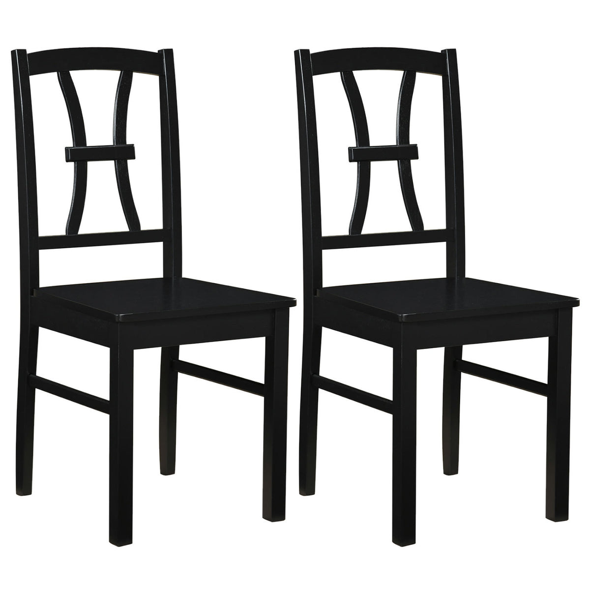 Wooden Dining Chairs Set of 4 - Brown Padded Seat