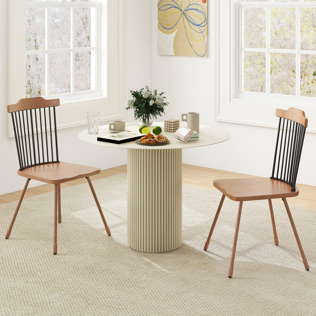 Dining Chair Set of 2 with Spindle Back – Natural
