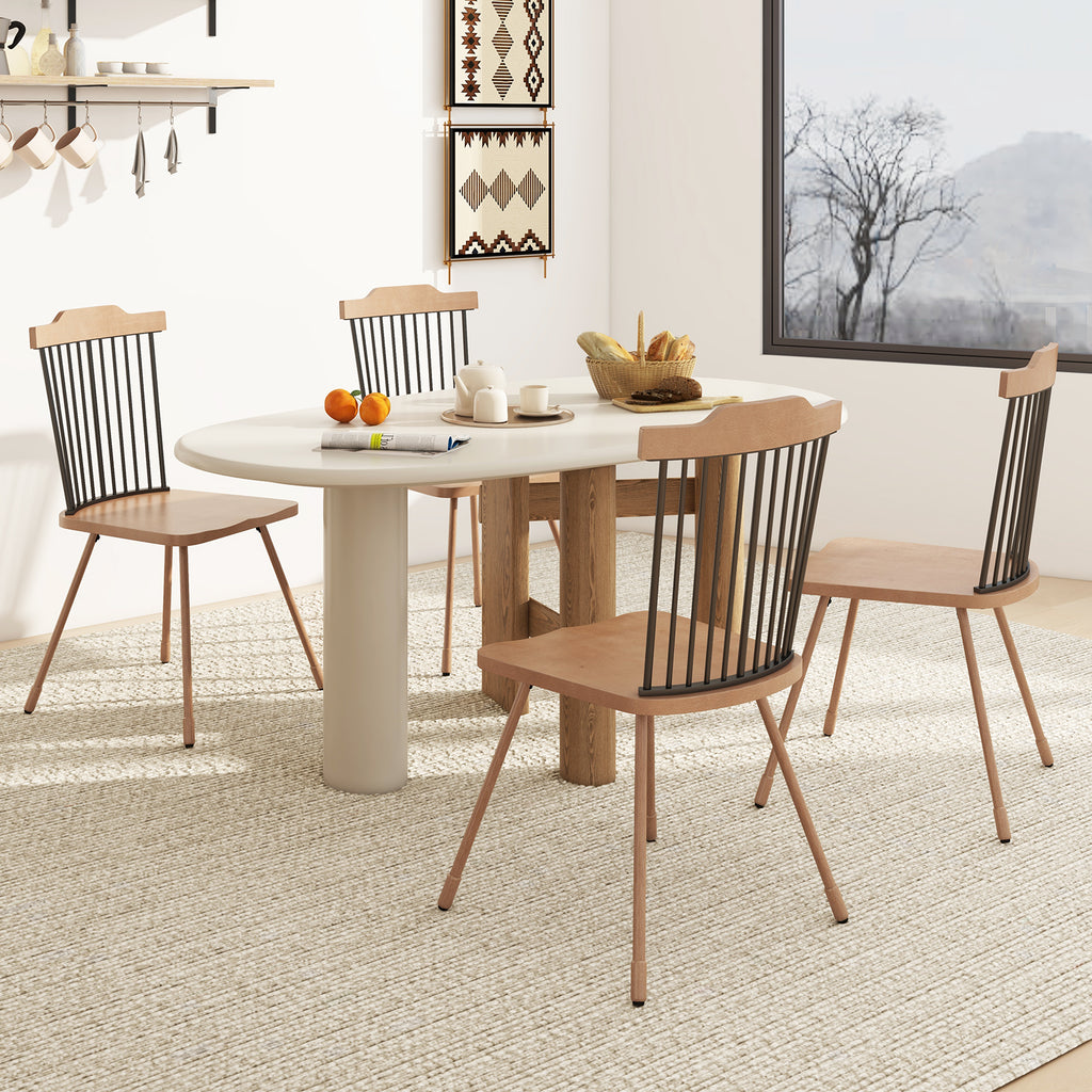 Dining Chair Set of 2 with Spindle Back – Natural