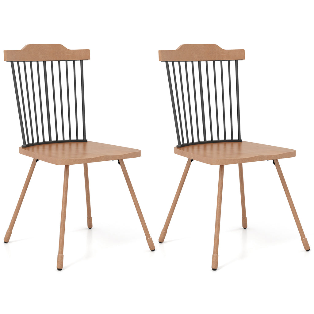 Dining Chair Set of 2 with Spindle Back – Natural