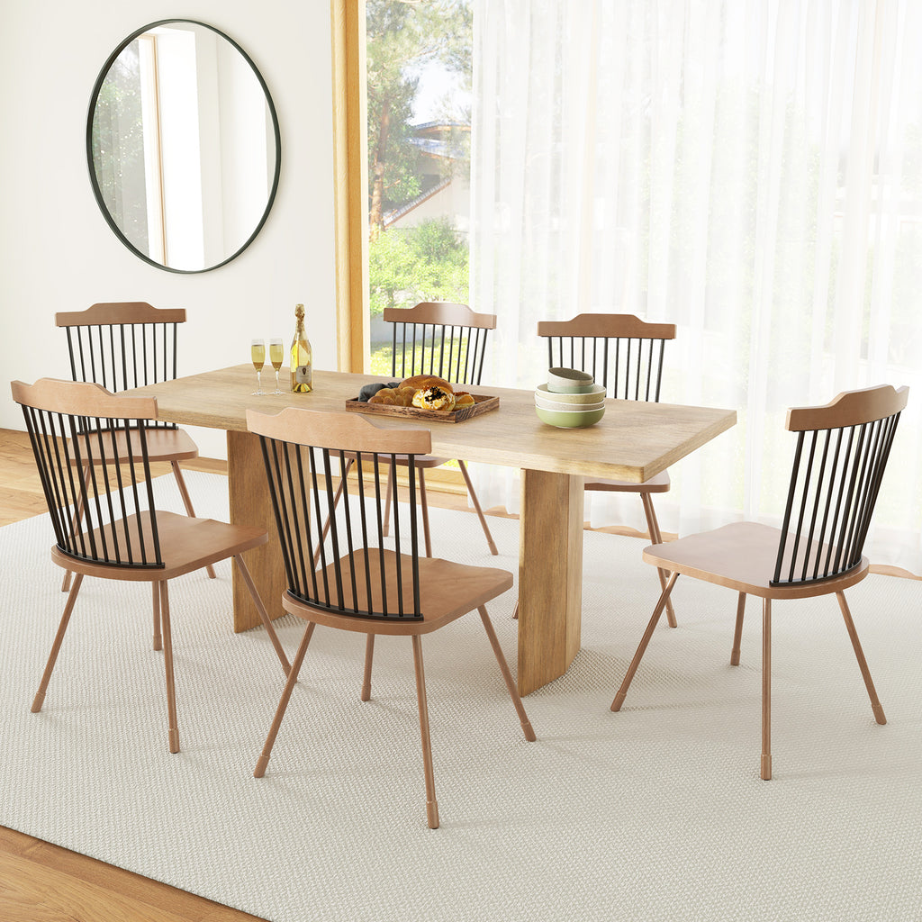 Dining Chair Set of 2 with Spindle Back – Natural