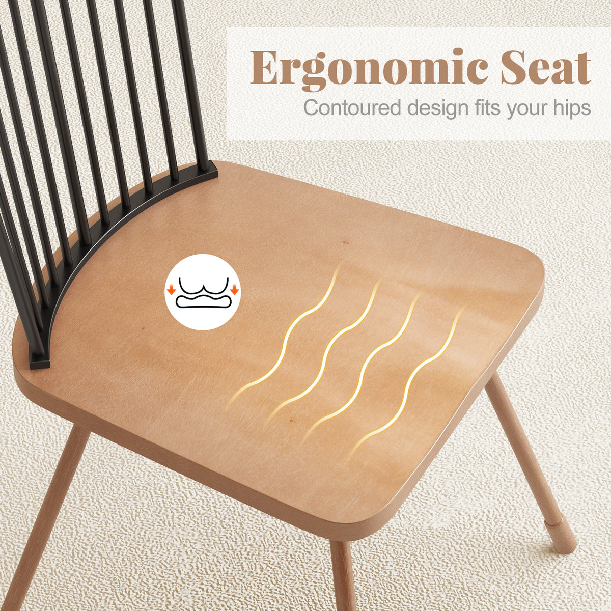 Dining Chair Set of 2 with Spindle Back – Natural