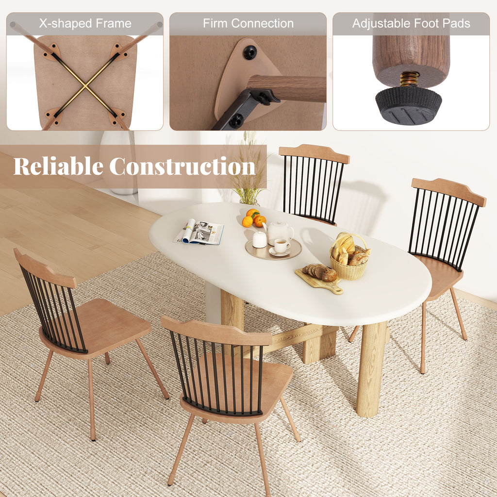 Dining Chair Set of 2 with Spindle Back – Natural