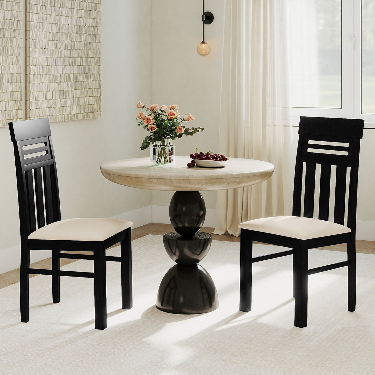 High Back Dining Chairs Set of 2 - Design A, Black