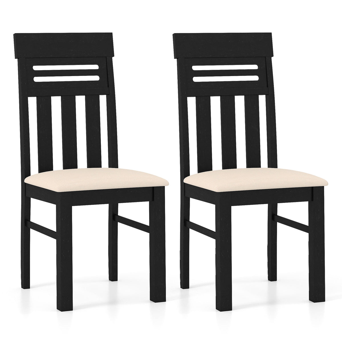 High Back Dining Chairs Set of 2 - Design A, Black