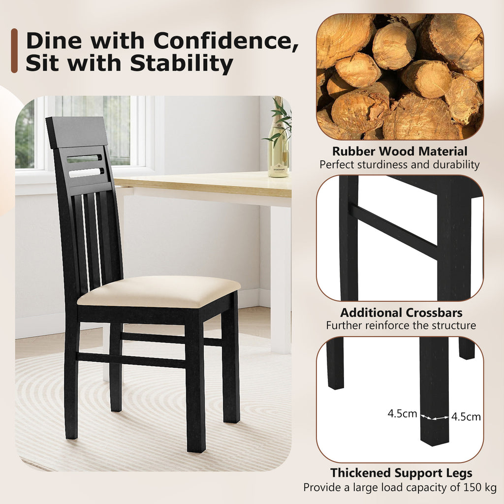 High Back Dining Chairs Set of 2 - Design A, Black