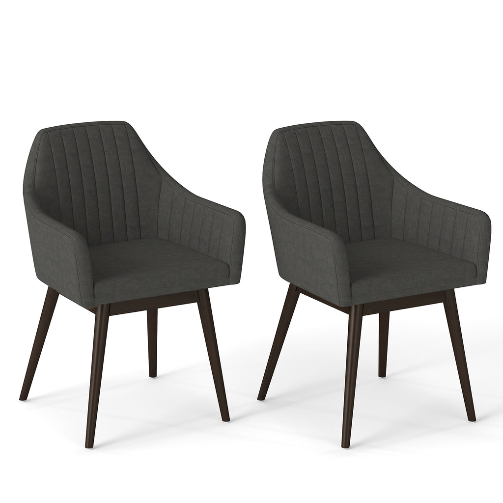 Upholstered Dining Chairs Set of 2 with Padded Backrest - Black