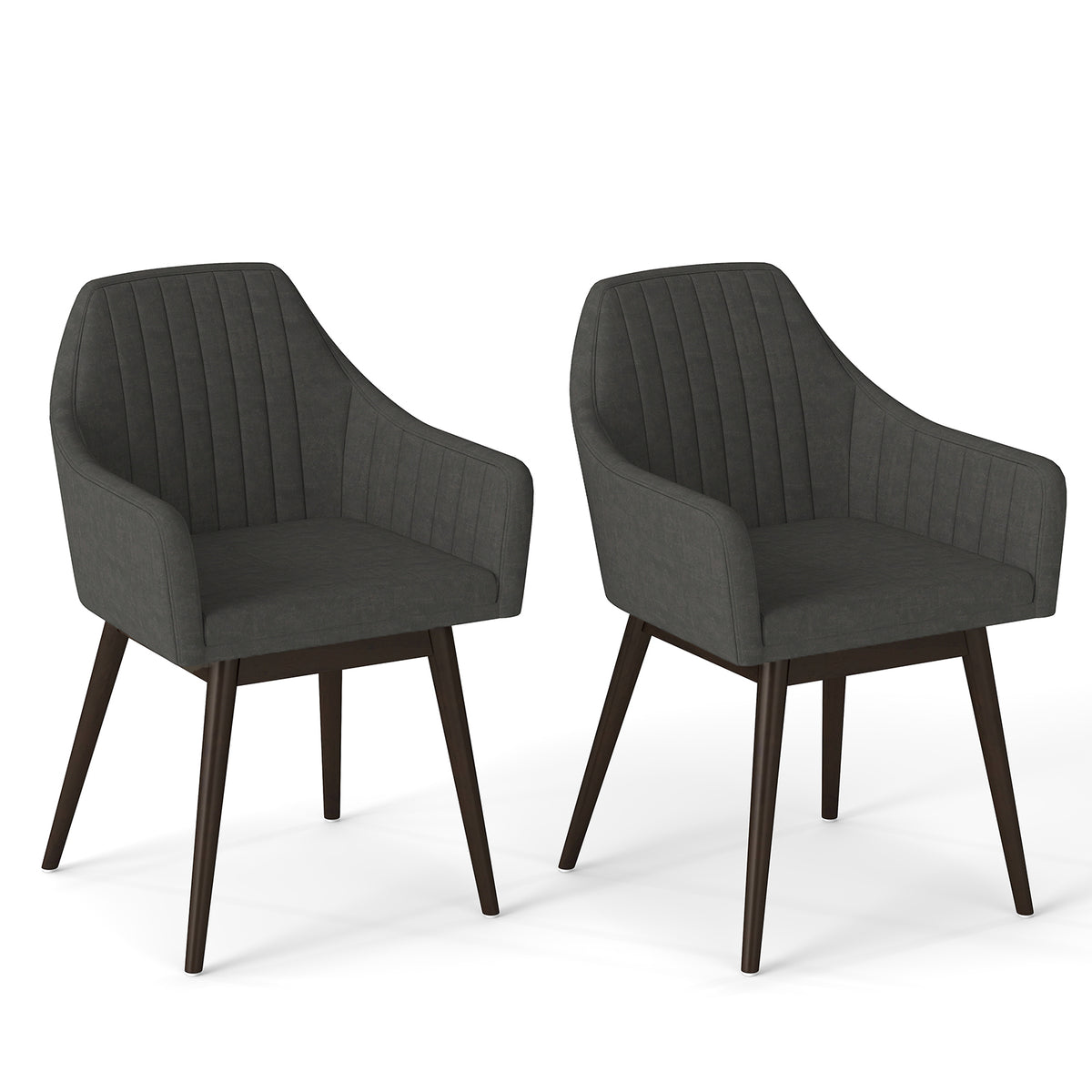 Upholstered Dining Chairs Set of 2 with Padded Backrest - Black