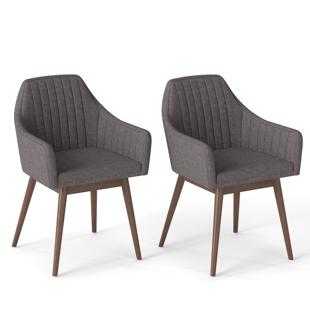 Upholstered Dining Chairs Set of 2 with Padded Backrest - Black