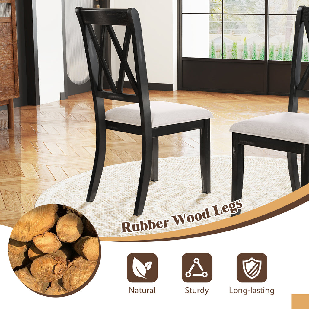 Dining Chairs Set of 2 with Curved Cross Back - Beige