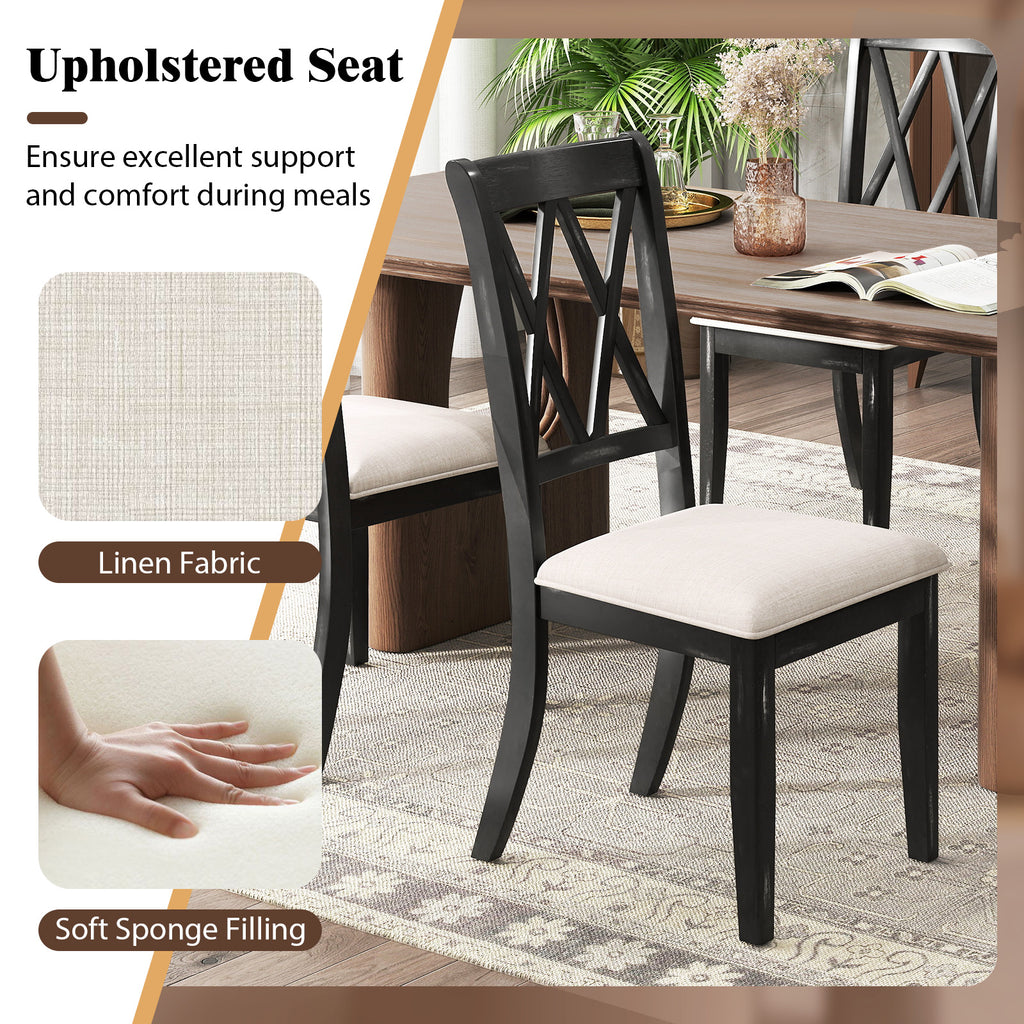 Dining Chairs Set of 2 with Curved Cross Back - Beige