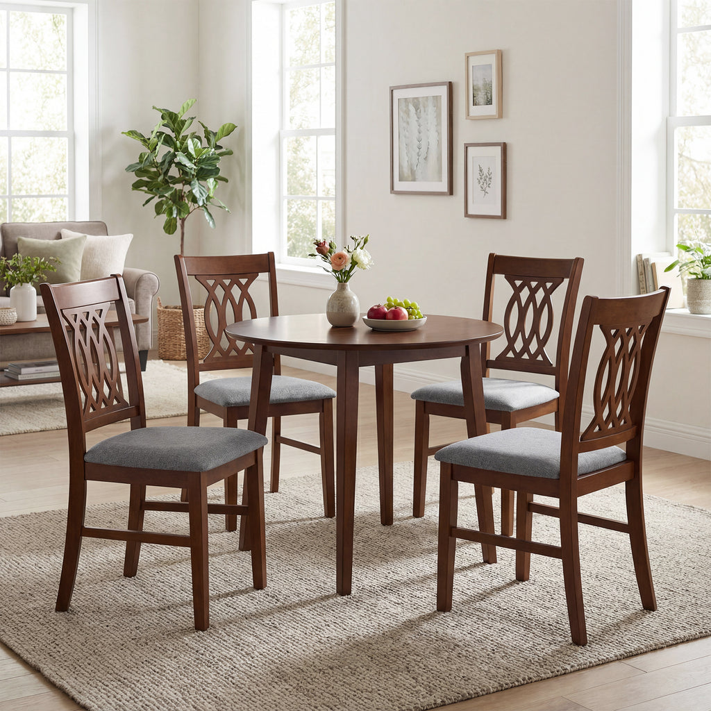 Dining Chairs Set of 2 with Padded Seat - Walnut Classic Lines
