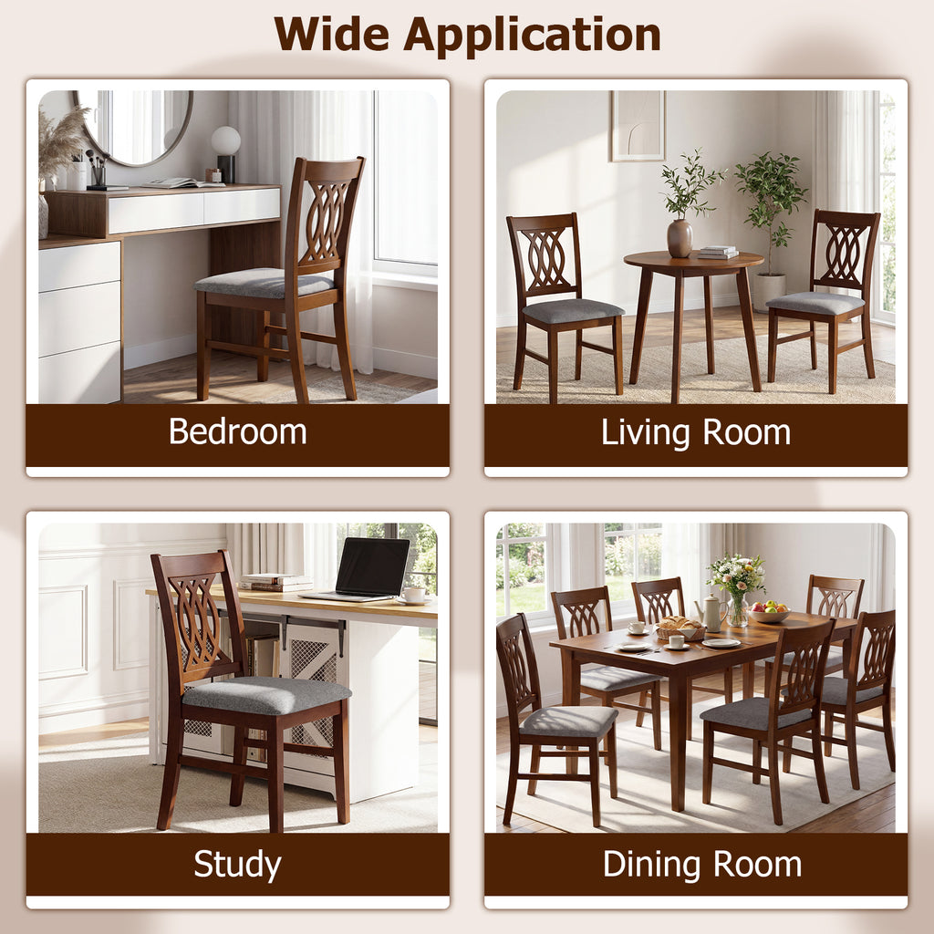 Dining Chairs Set of 2 with Padded Seat - Walnut Classic Lines