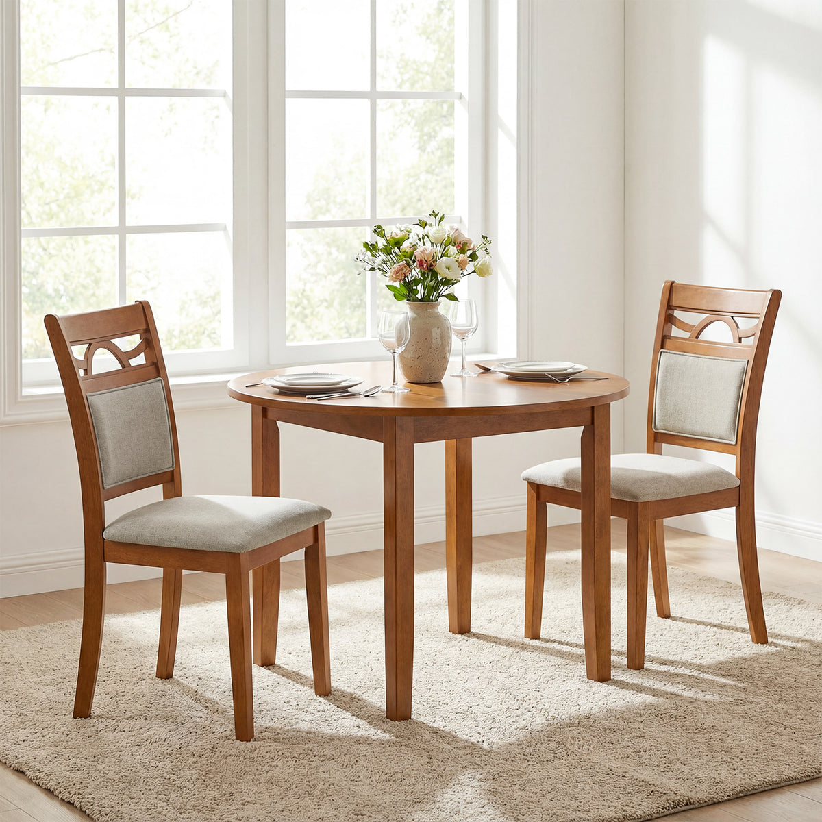 Dining Chairs Set of 2 with Padded Backrest - Walnut
