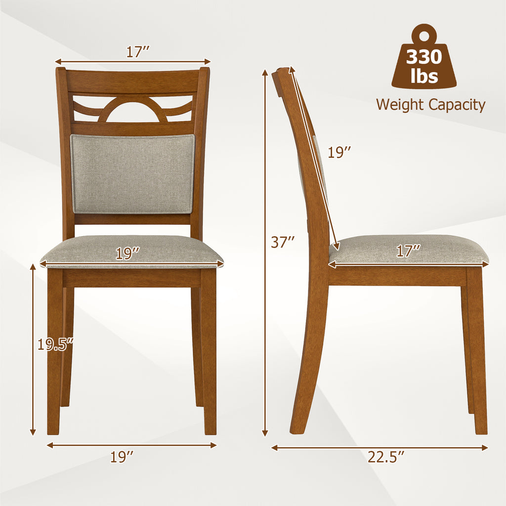 Dining Chairs Set of 2 with Padded Backrest - Walnut
