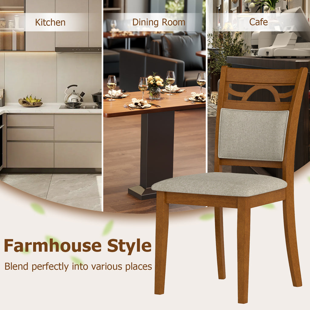 Dining Chairs Set of 2 with Padded Backrest - Walnut