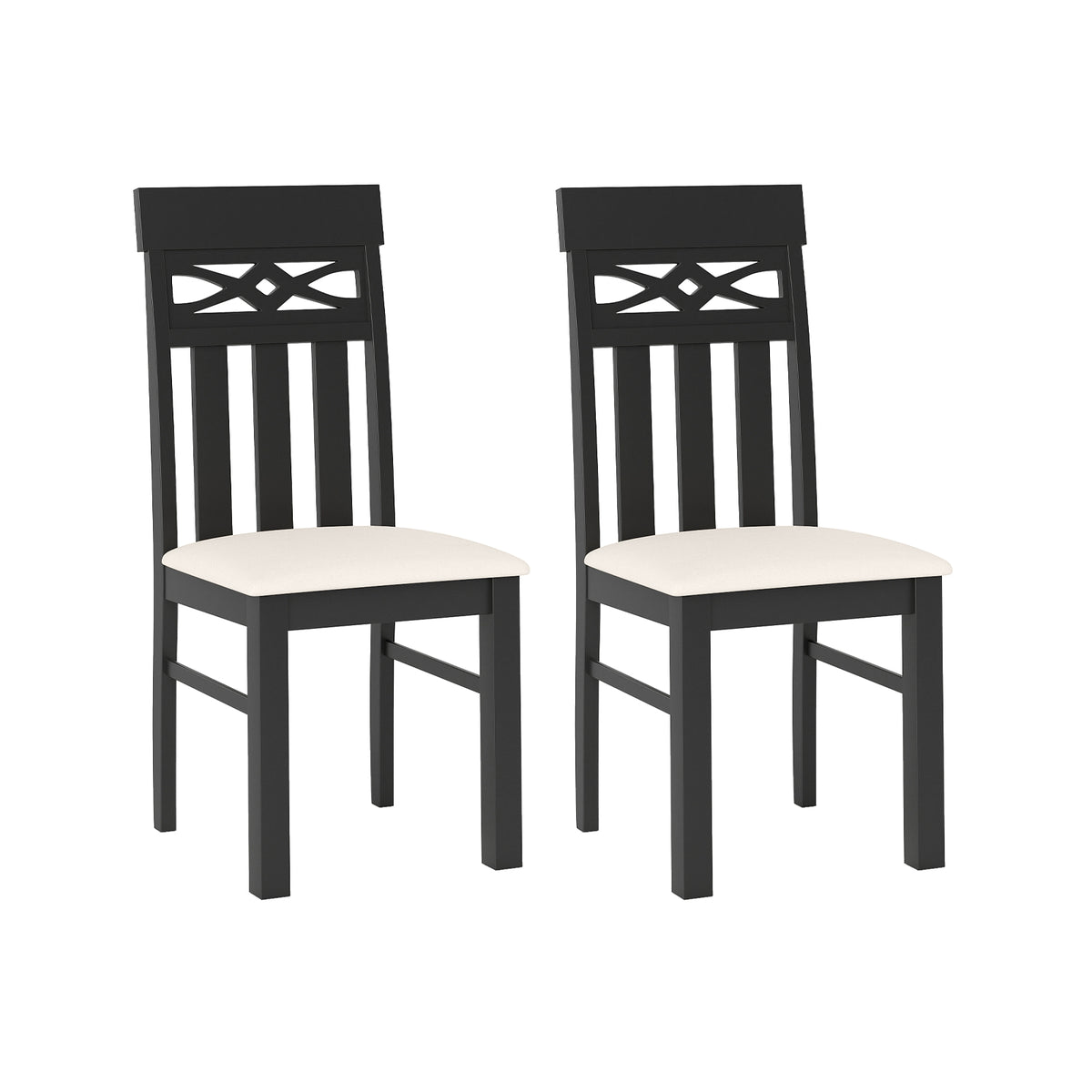 High Back Dining Chairs Set of 2 - Design A, Black
