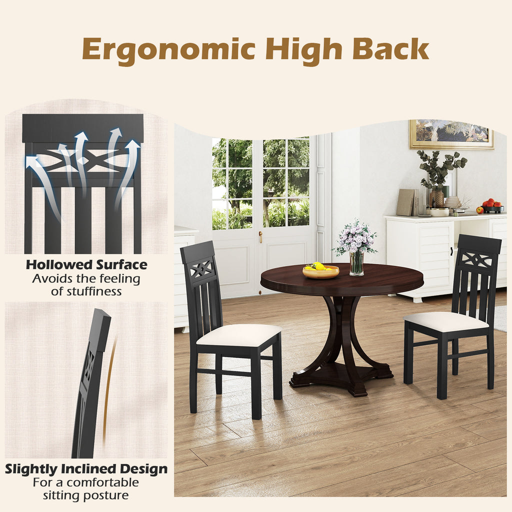 Dining Chairs Set of 2 High Back with Padded Seat - Design B, Black