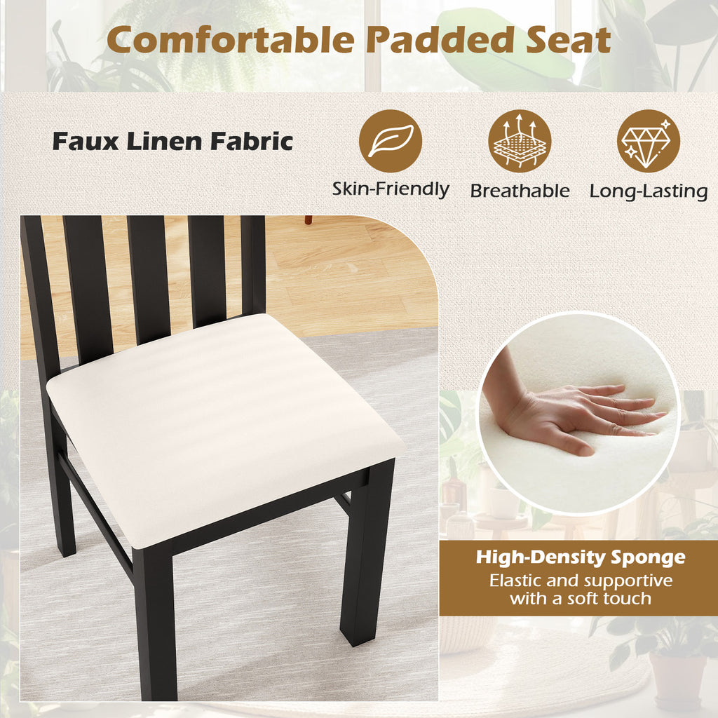 Dining Chairs Set of 2 High Back with Padded Seat - Design B, Black