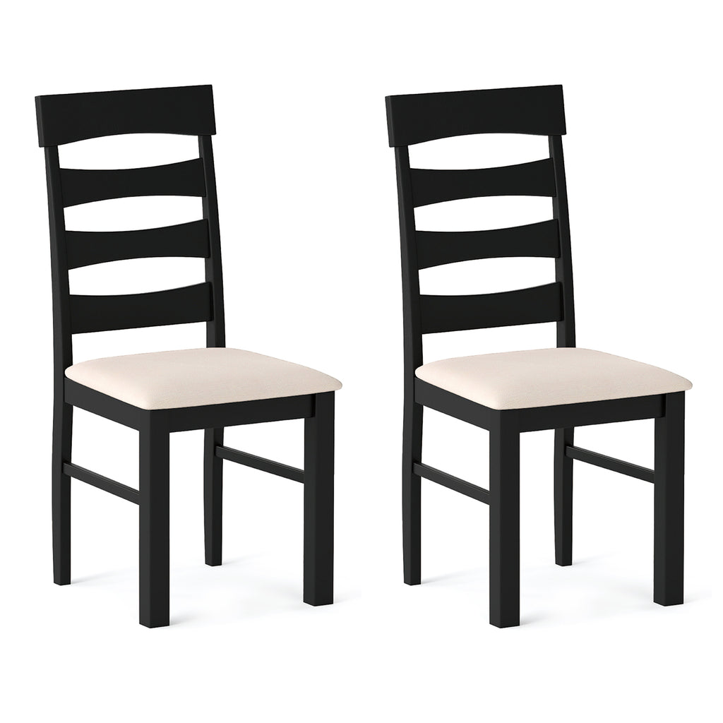 Dining Chairs Set of 2 High Back with Padded Seat - Design B, Black