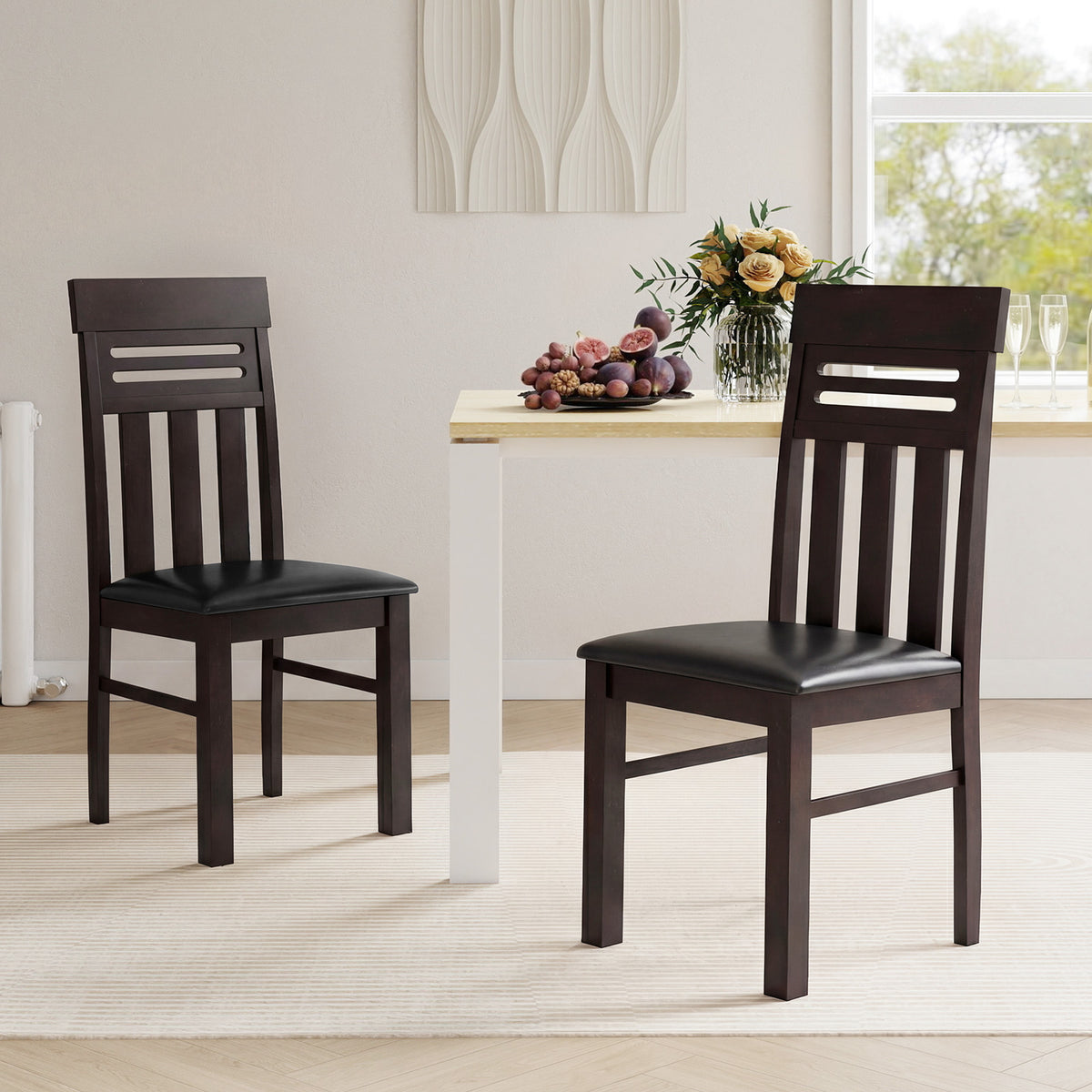 High Back Dining Chairs Set of 2 - Design A, Black