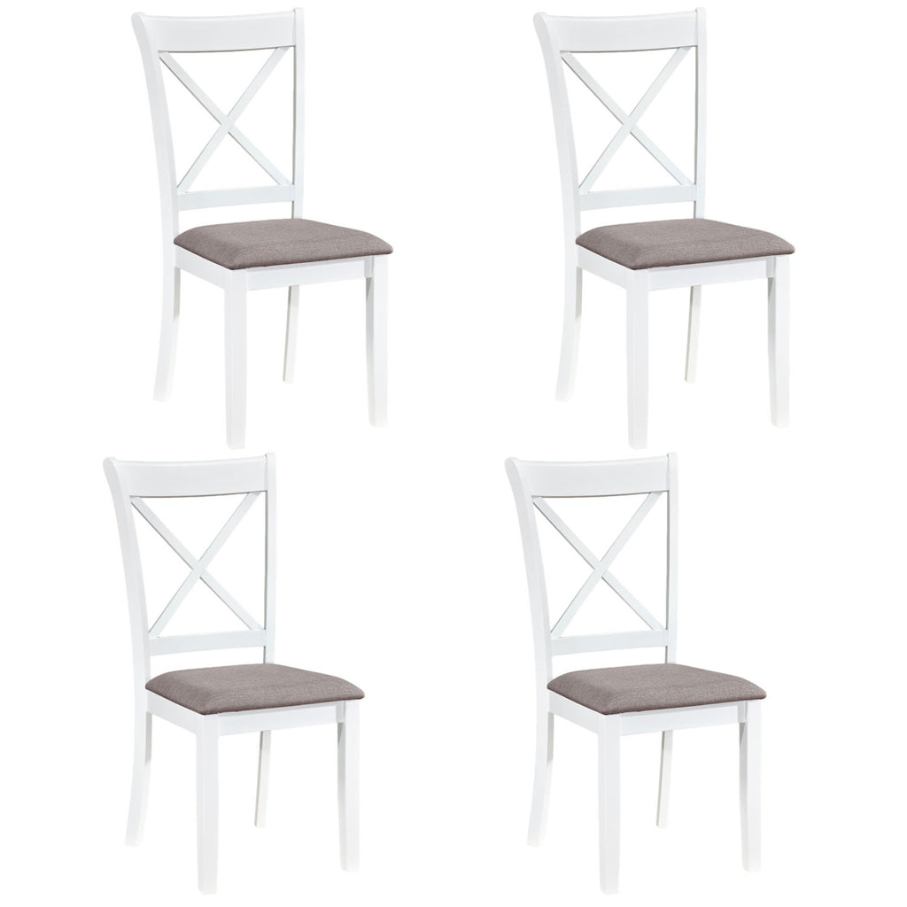 Dining Chairs Set of 4, Padded Seat, Rubber Wood – White