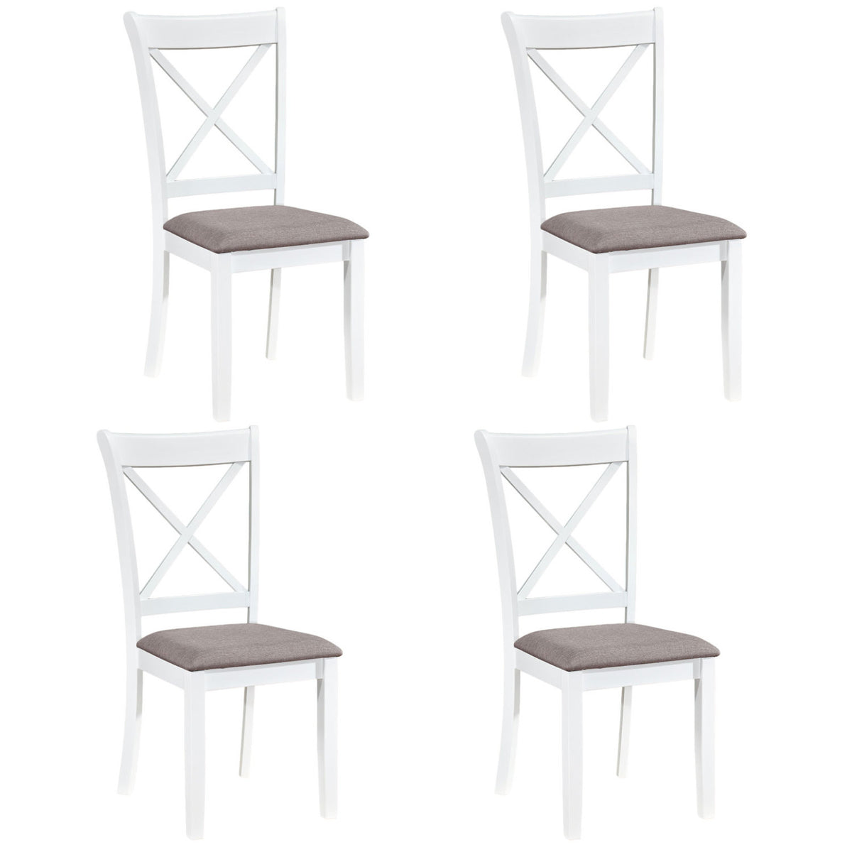 Dining Chairs Set of 4, Padded Seat, Rubber Wood – White