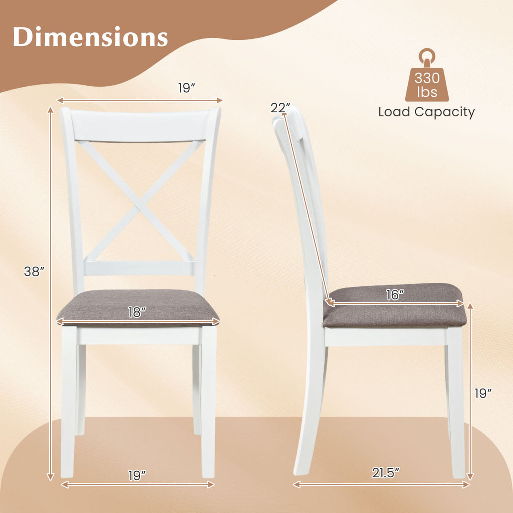 Dining Chairs Set of 4, Padded Seat, Rubber Wood – White