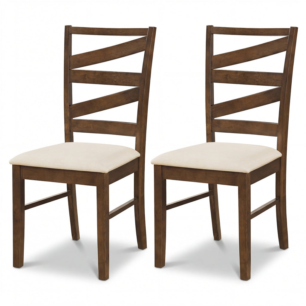Dining Chairs Set of 2, Brown - Linen Upholstery