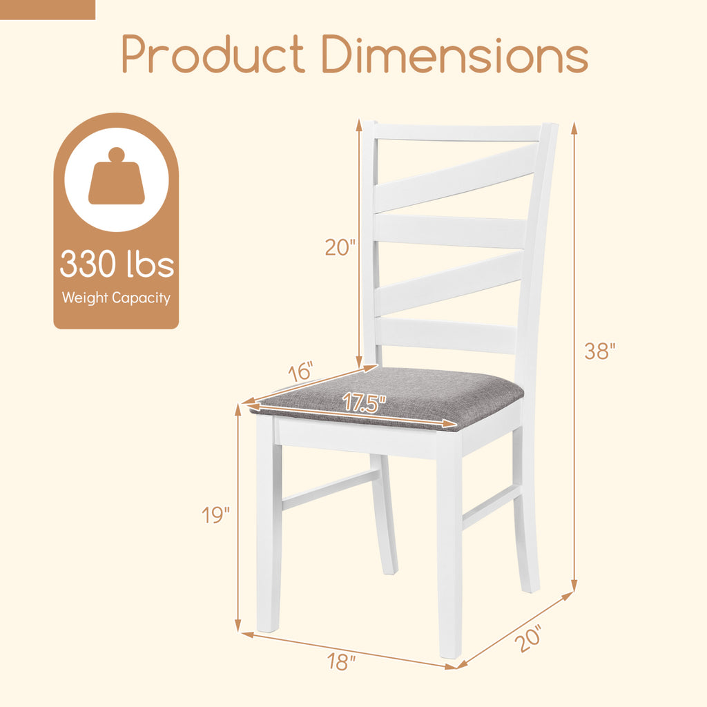 Dining Chairs Set of 4, White - Linen Upholstery, Wood Frames
