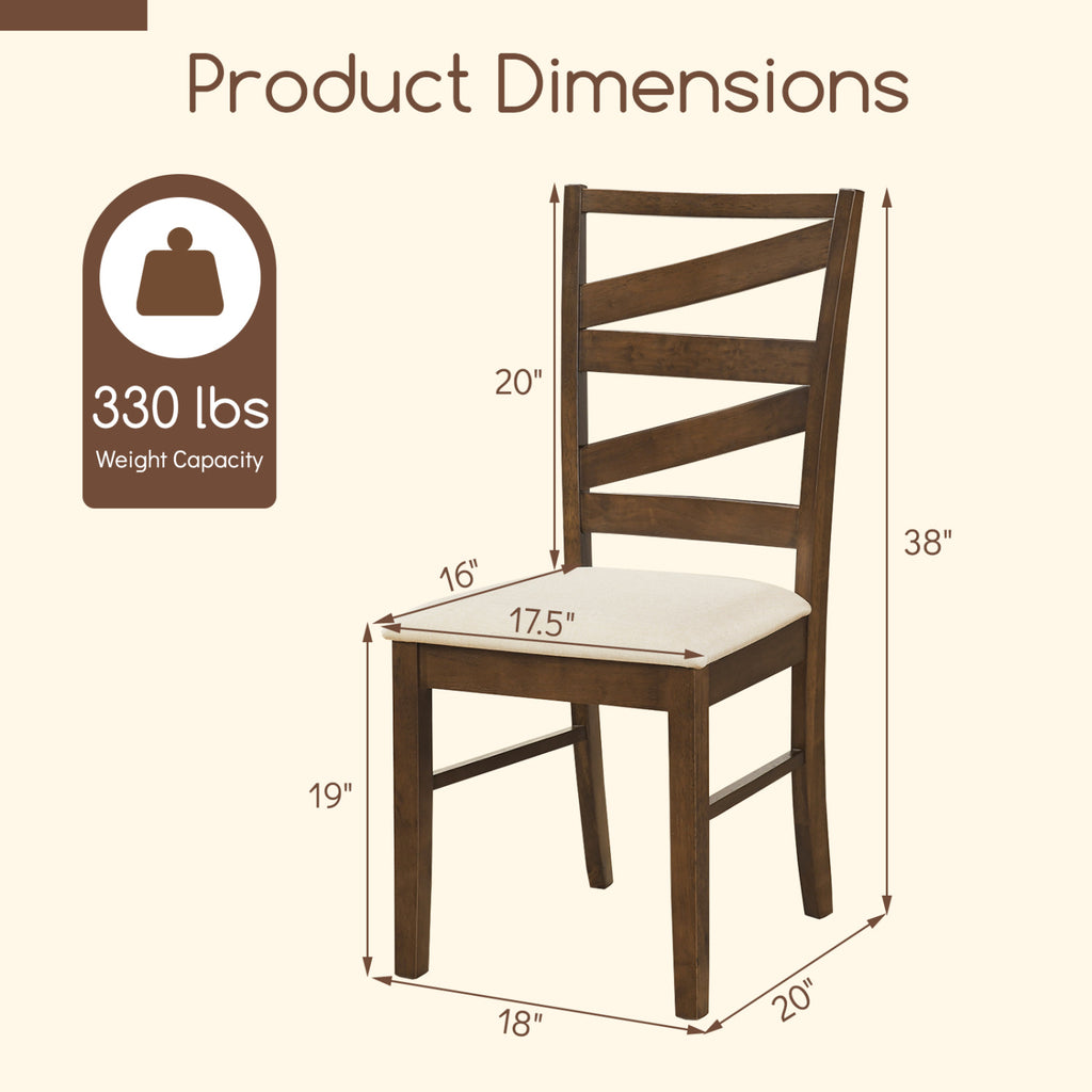 Dining Chairs Set of 4, Brown – Linen Upholstery