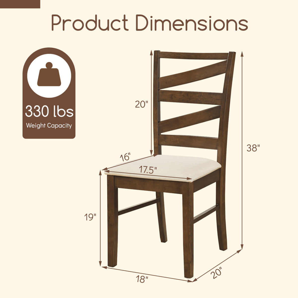 Dining Chairs Set of 4, Brown – Linen Upholstery