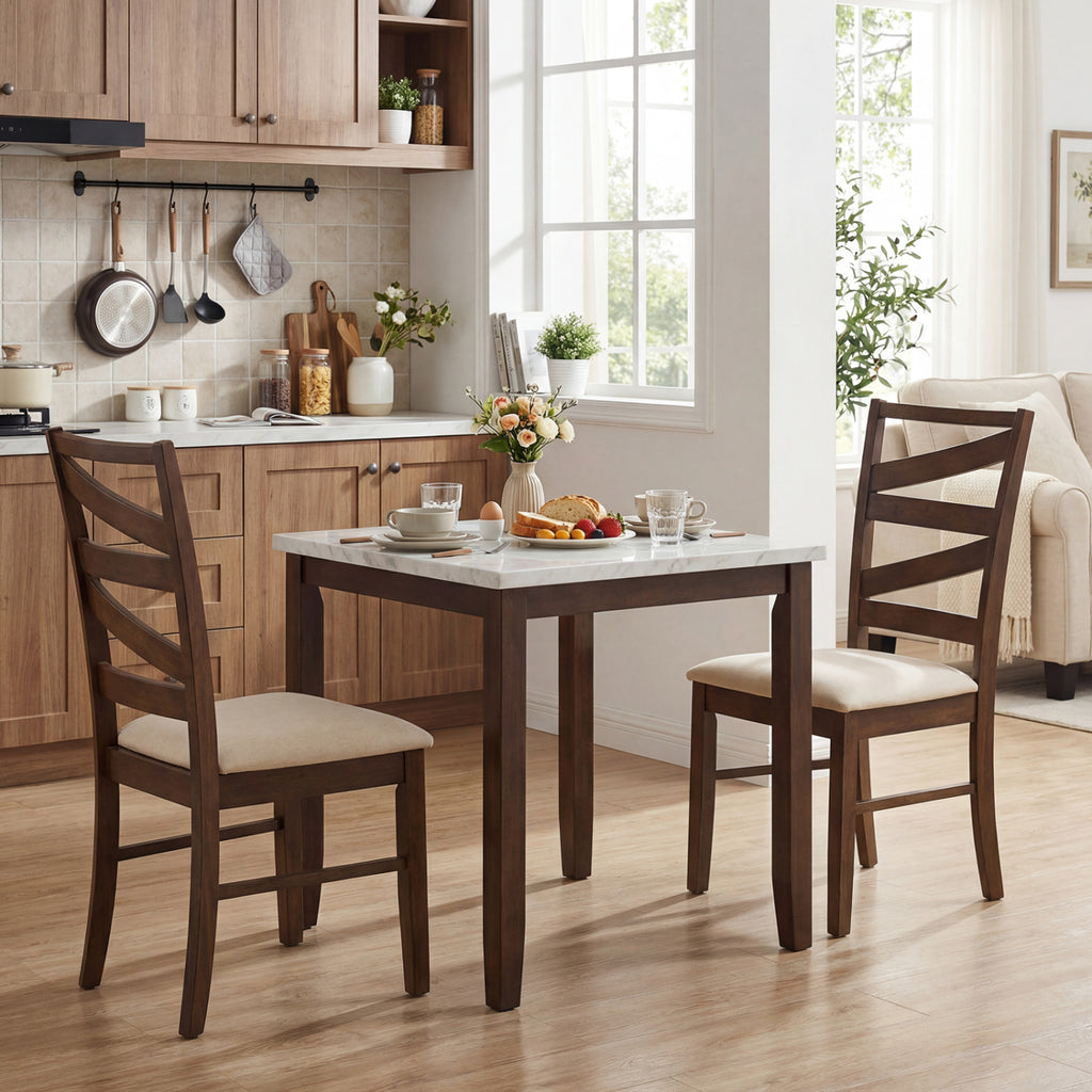 Dining Chairs Set of 4, Brown – Linen Upholstery