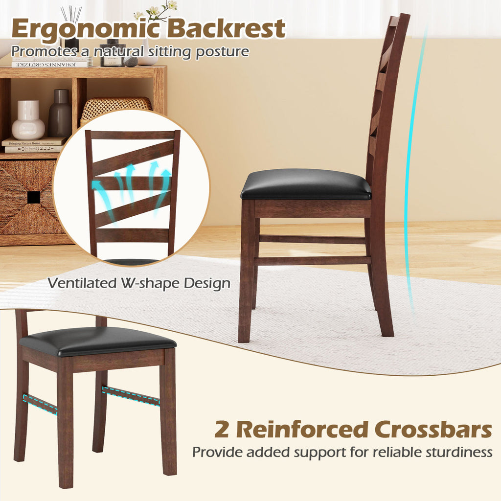 Dining Chairs Set of 2 with Rubber Wood Legs - Walnut