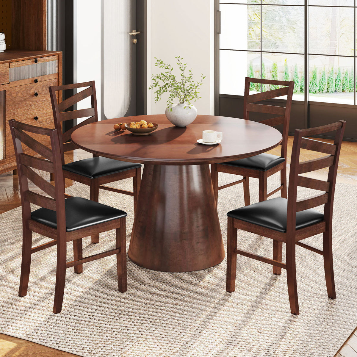 Dining Chairs Set of 2 with Rubber Wood Legs - Walnut
