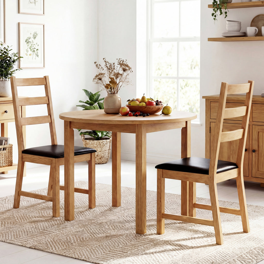 Dining Chairs Set of 2 Farmhouse with Hollowed Backrest - Natural