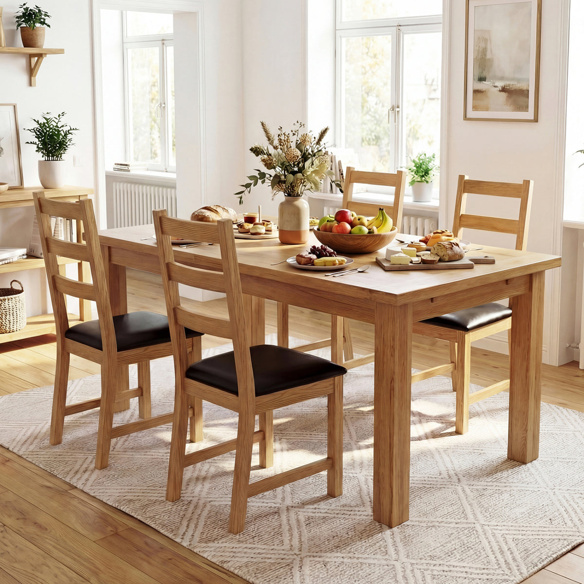 Dining Chairs Set of 2 Farmhouse with Hollowed Backrest - Natural