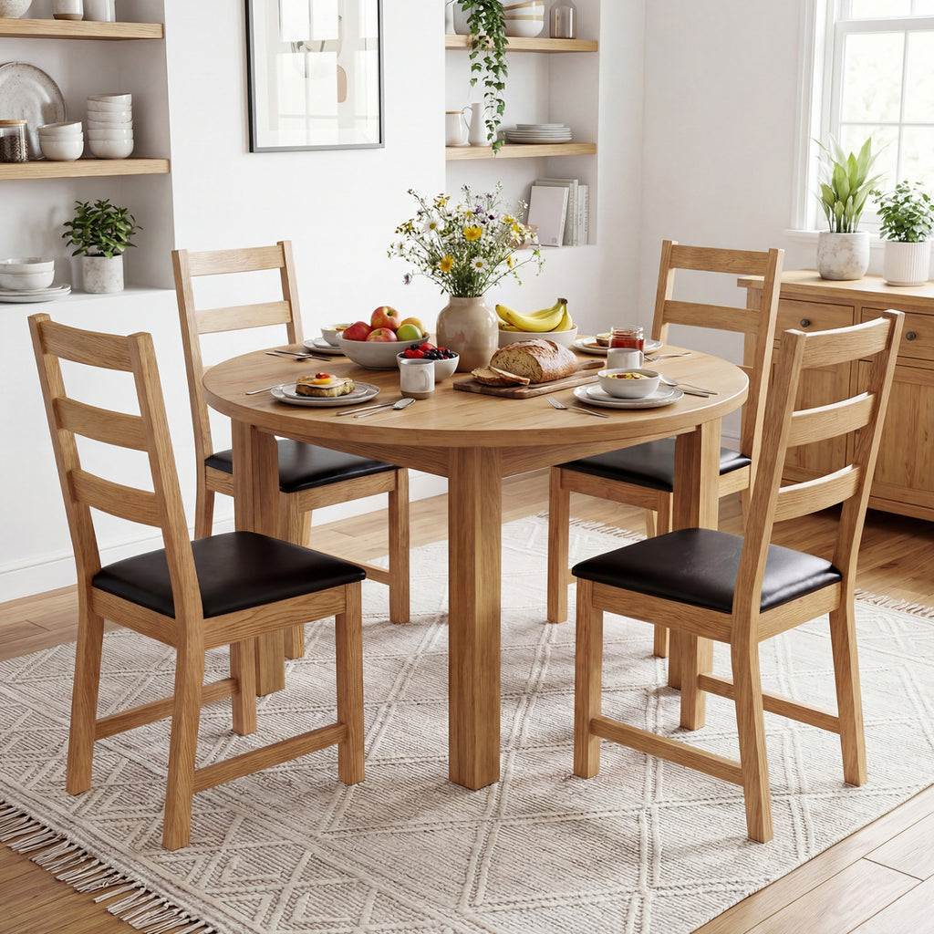 Dining Chairs Set of 2 Farmhouse with Hollowed Backrest - Natural