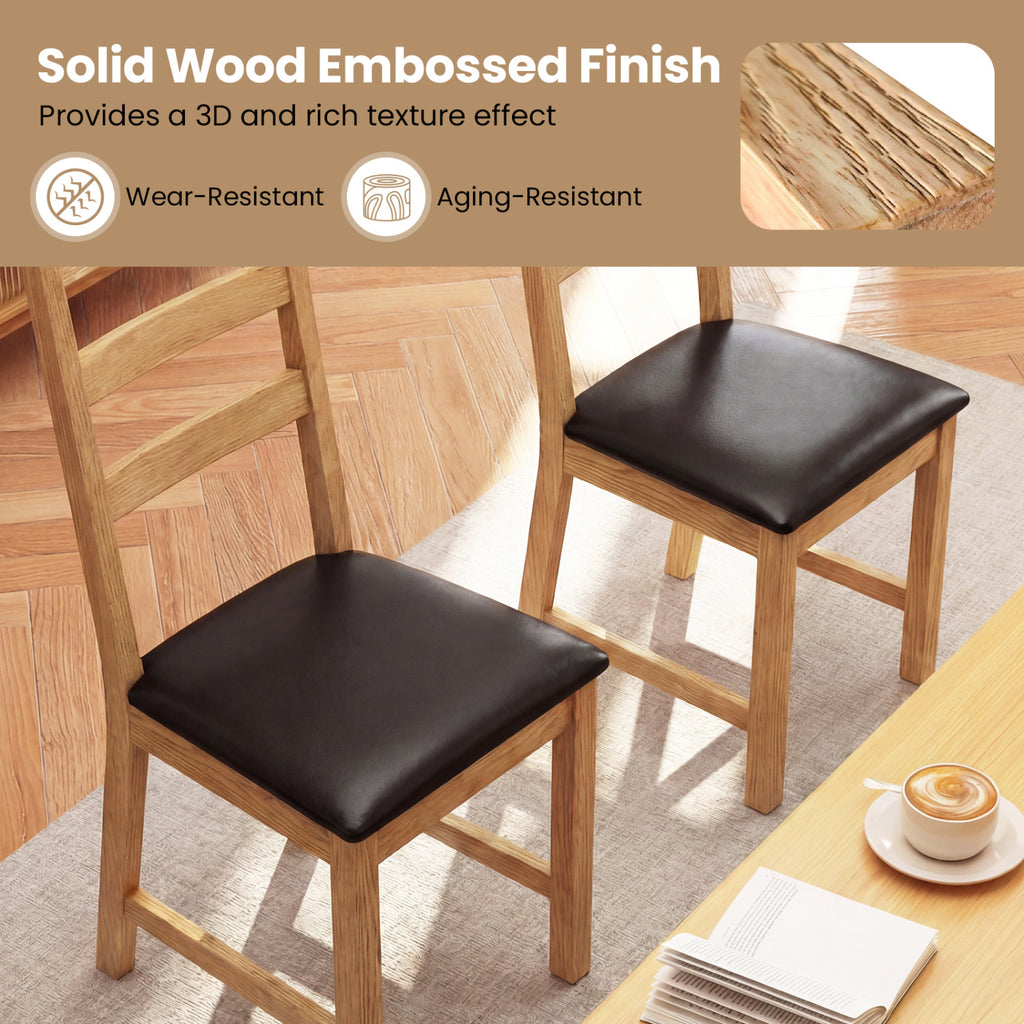 Dining Chairs Set of 2 Farmhouse with Hollowed Backrest - Natural