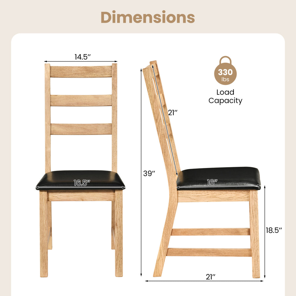 Dining Chairs Set of 2 Farmhouse with Hollowed Backrest - Natural