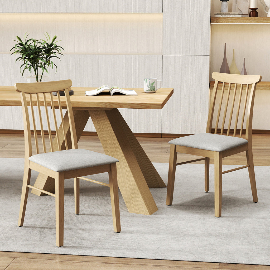 Dining Chairs Set of 2, Natural - Fabric Upholstered