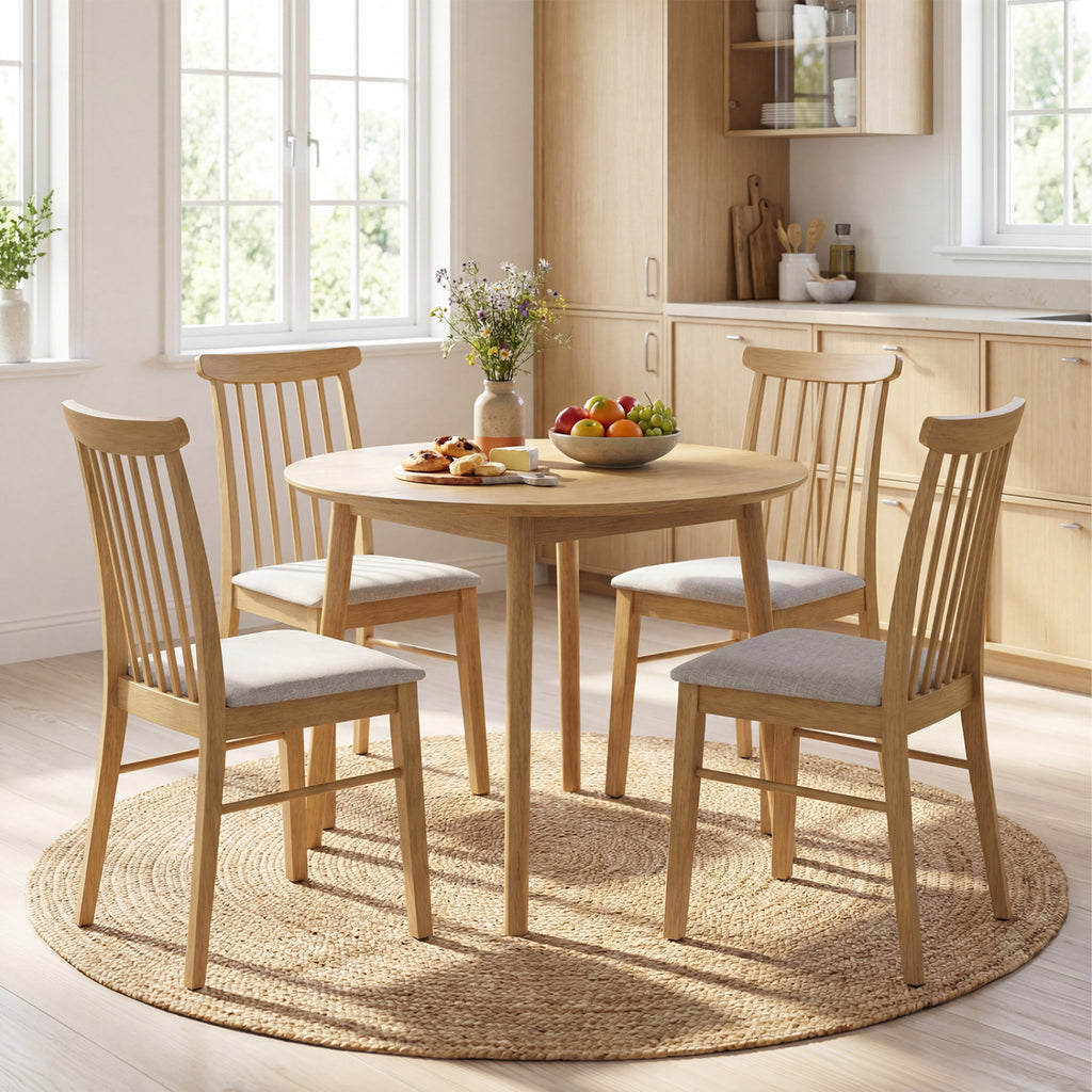 Dining Chairs Set of 2, Natural - Fabric Upholstered