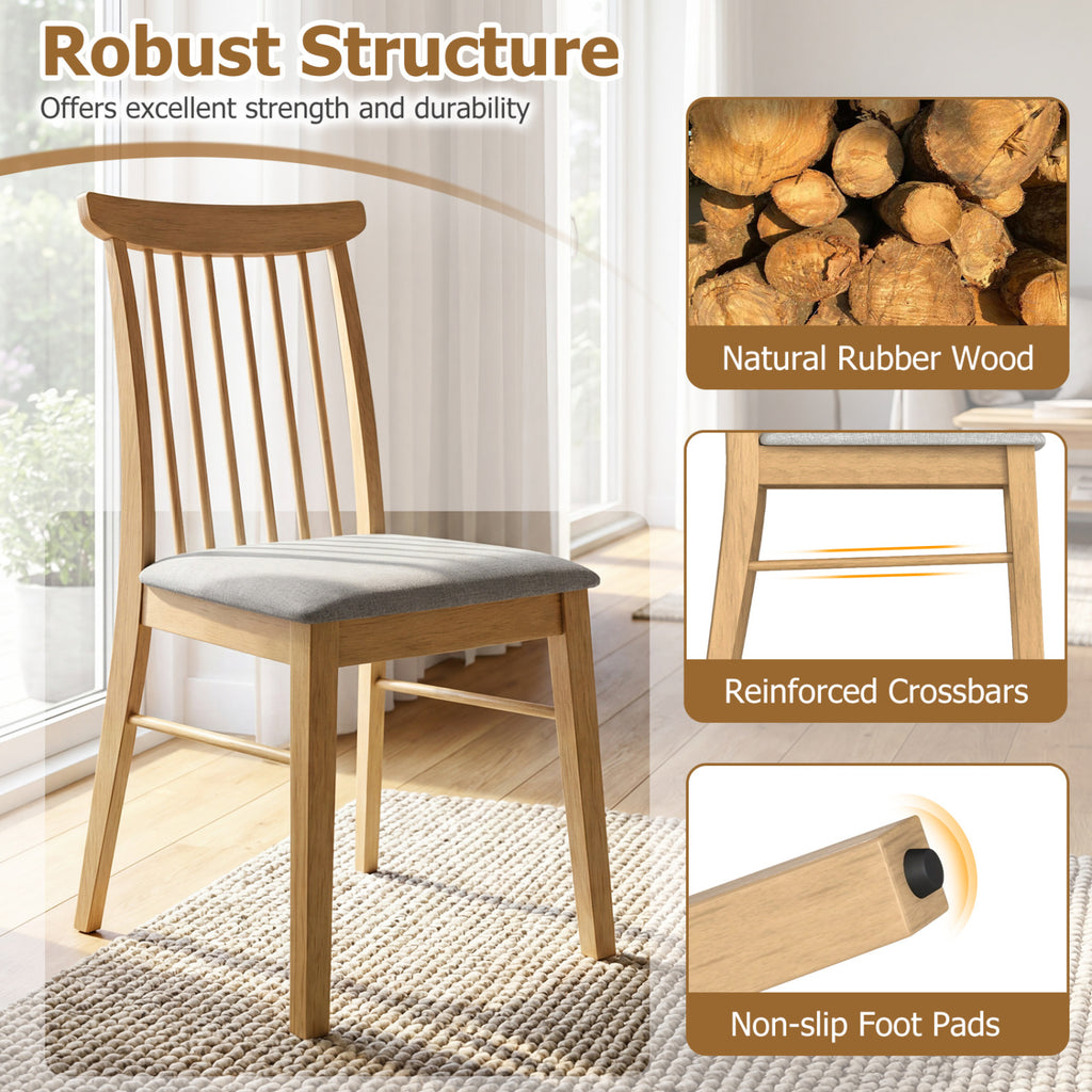 Dining Chairs Set of 2, Natural - Fabric Upholstered