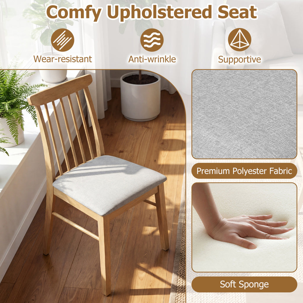 Dining Chairs Set of 2, Natural - Fabric Upholstered