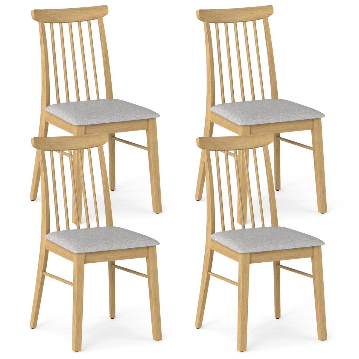 Dining Chairs Set of 2, Natural - Fabric Upholstered