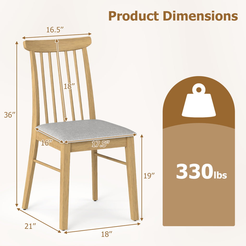 Dining Chairs Set of 4, Fabric Upholstered, Natural Wood