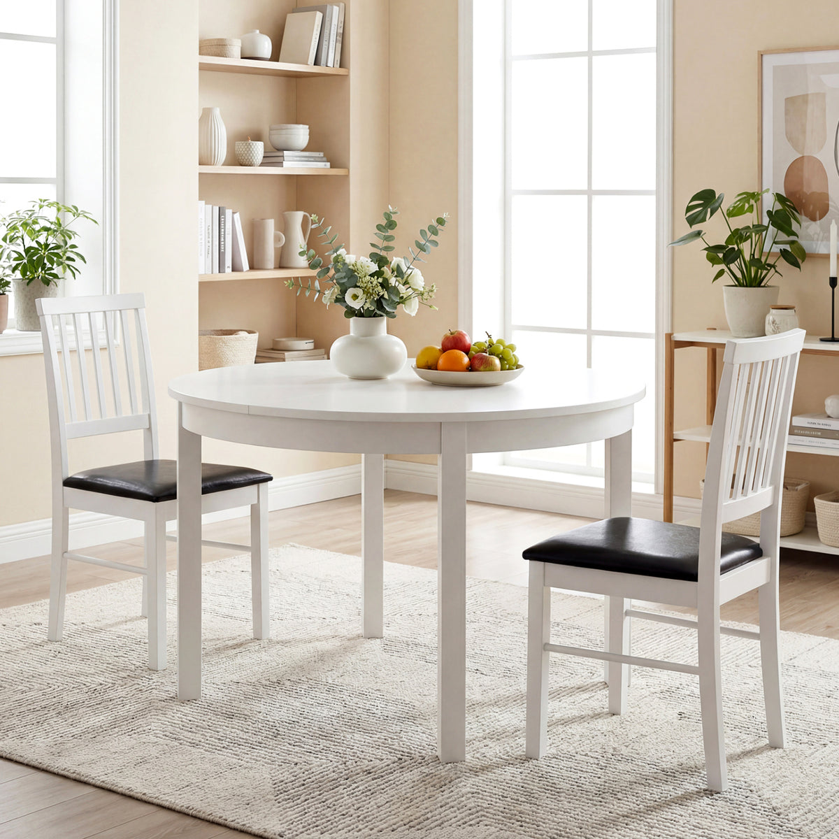 Dining Chairs Set of 2 Mid-Century Modern - White